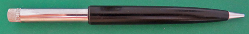 6294: PARKER MINI JOTTER PENCIL IN BLACK. TOP IS BRUSHED STAINLESS WITH CHROME TRIM. CLEAN ERASER